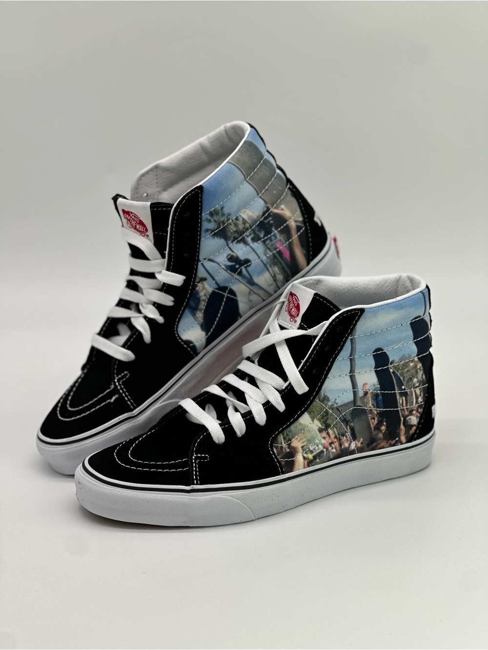 Vans Black & White Low-Top Canvas Sneakers with White Stitching